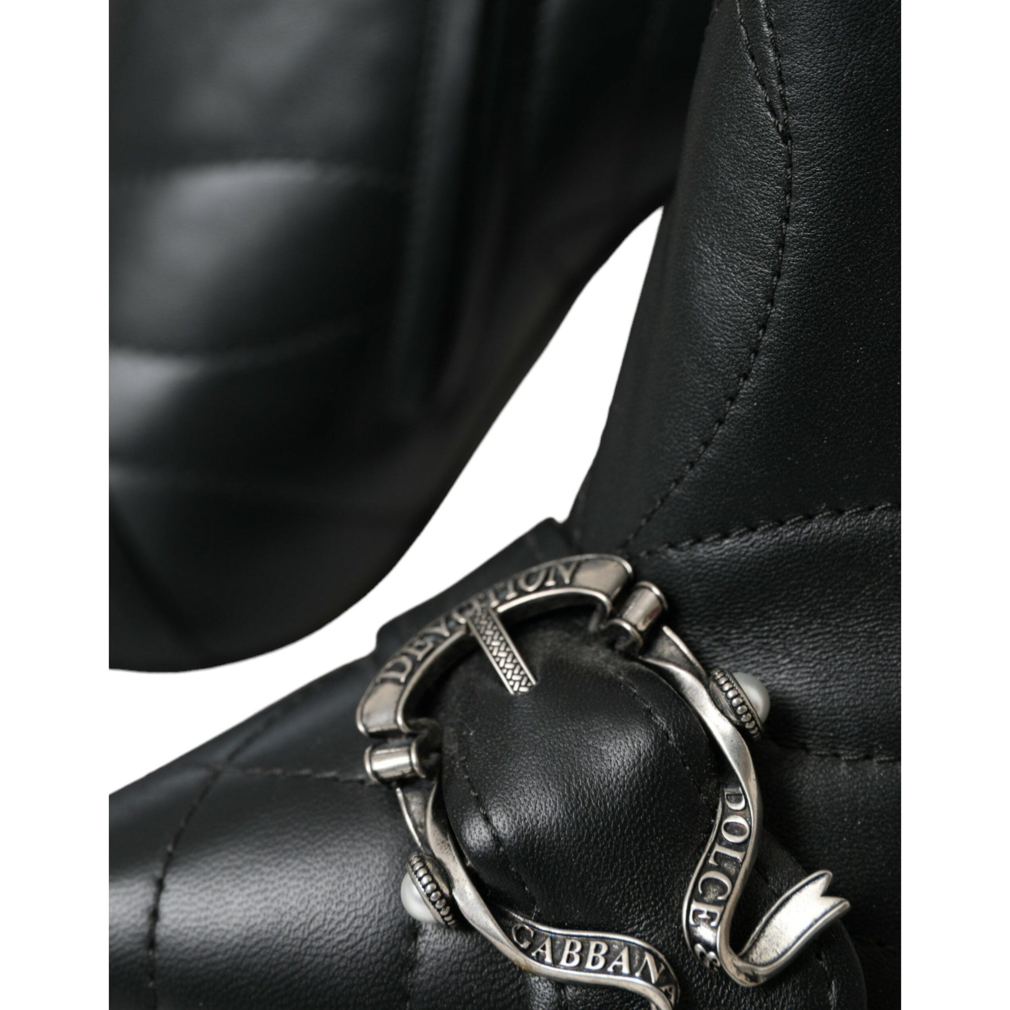 Dolce &amp; Gabbana Black Devotion Quilted Buckled Boots Shoes
