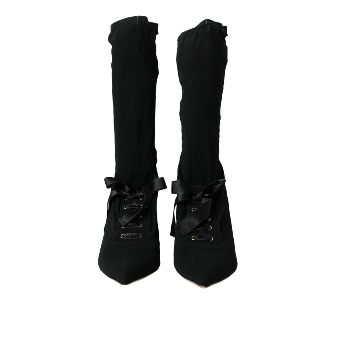 Dolce & Gabbana Black Stiletto Heels Mid Calf Boots Shoes