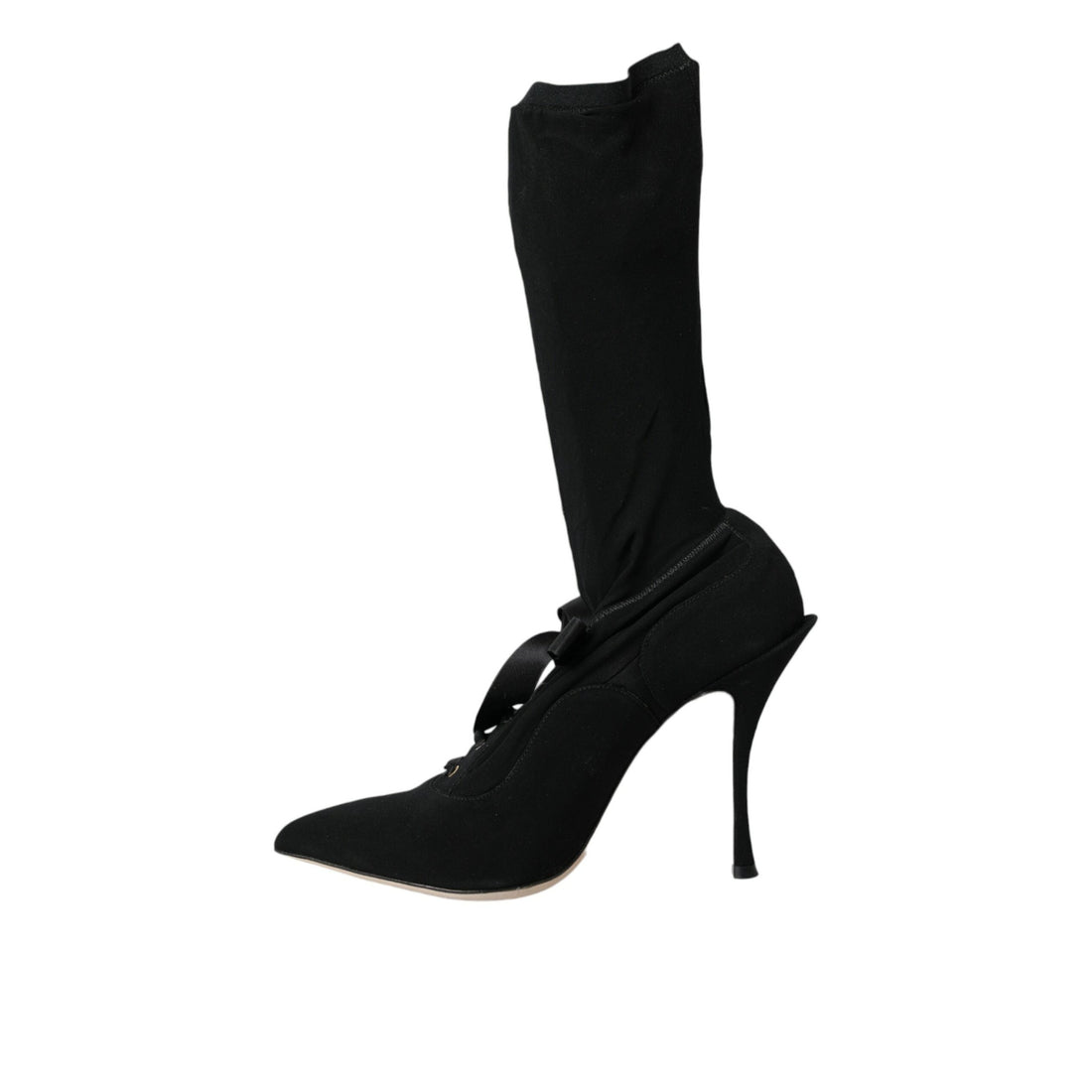 Dolce & Gabbana Black Stiletto Heels Mid Calf Boots Shoes