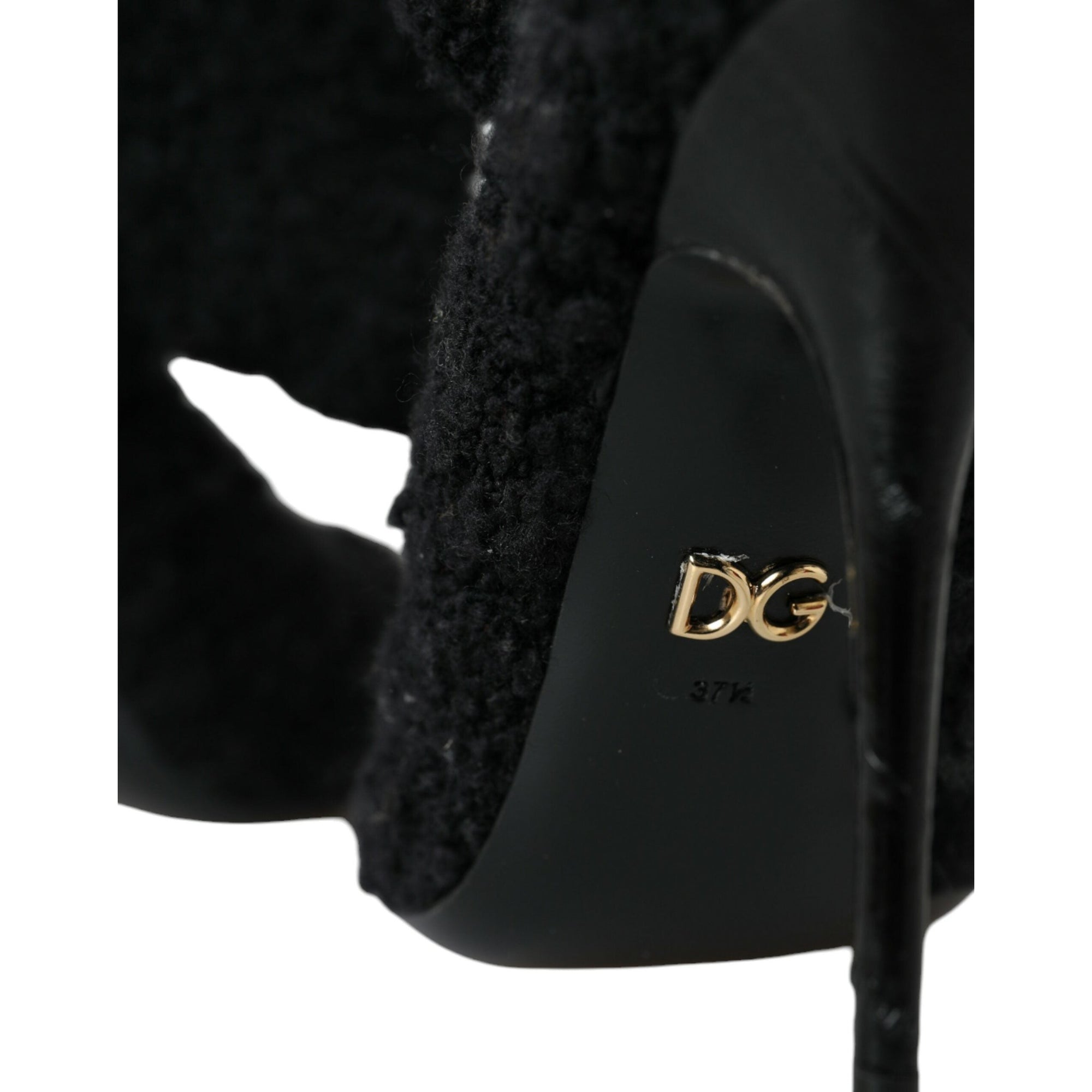 Dolce &amp; Gabbana Black Stiletto Heels Mid Calf Boots Shoes