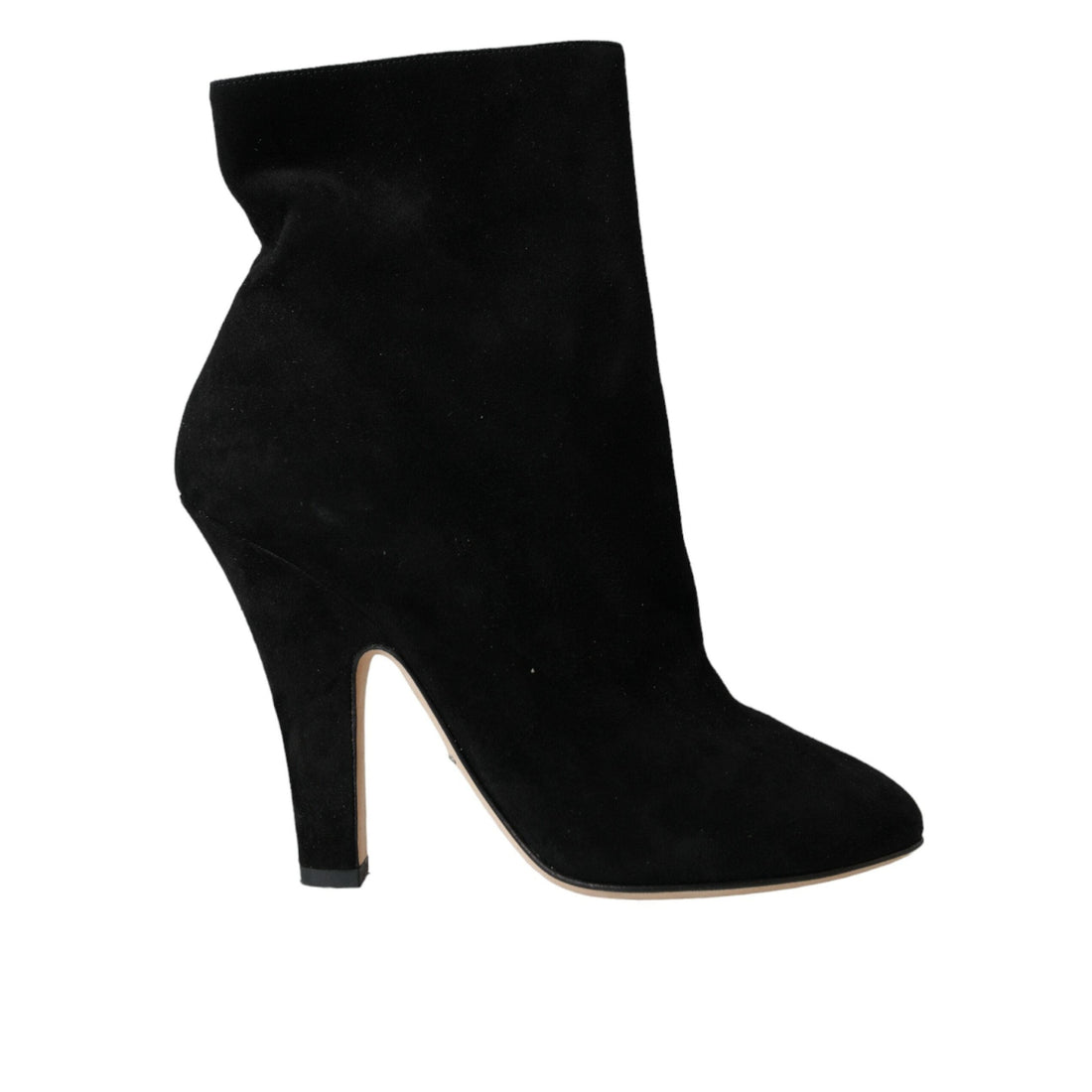 Dolce & Gabbana Black Suede Leather Ankle Heels Boots Shoes