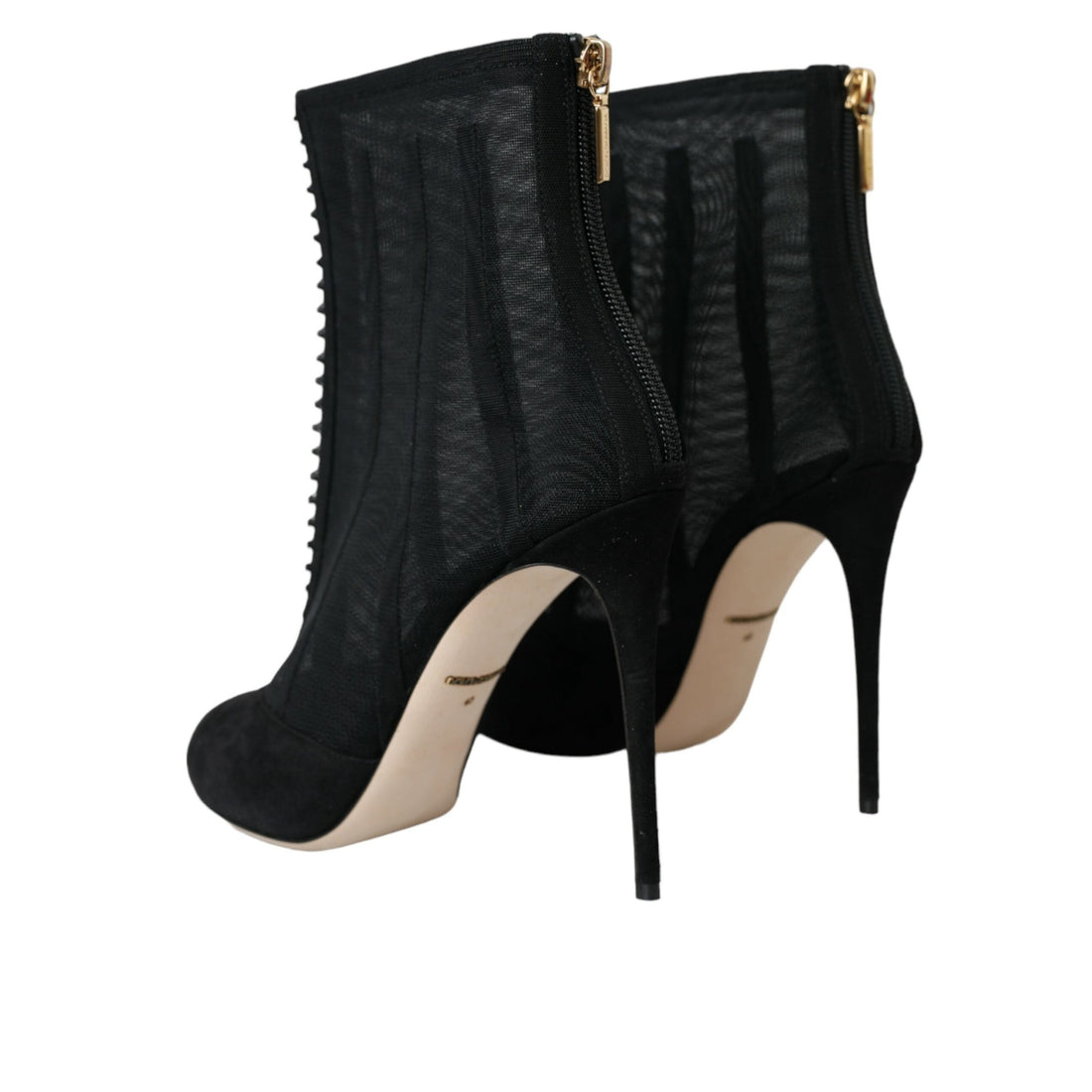 Dolce & Gabbana Black Mesh Stiletto Heels Ankle Boots Shoes