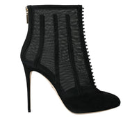 Dolce & Gabbana Black Mesh Stiletto Heels Ankle Boots Shoes