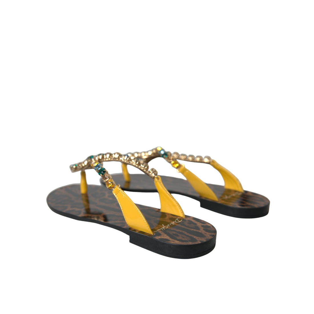 Dolce & Gabbana Mustard Crystal Calf Leather Beachwear Shoes