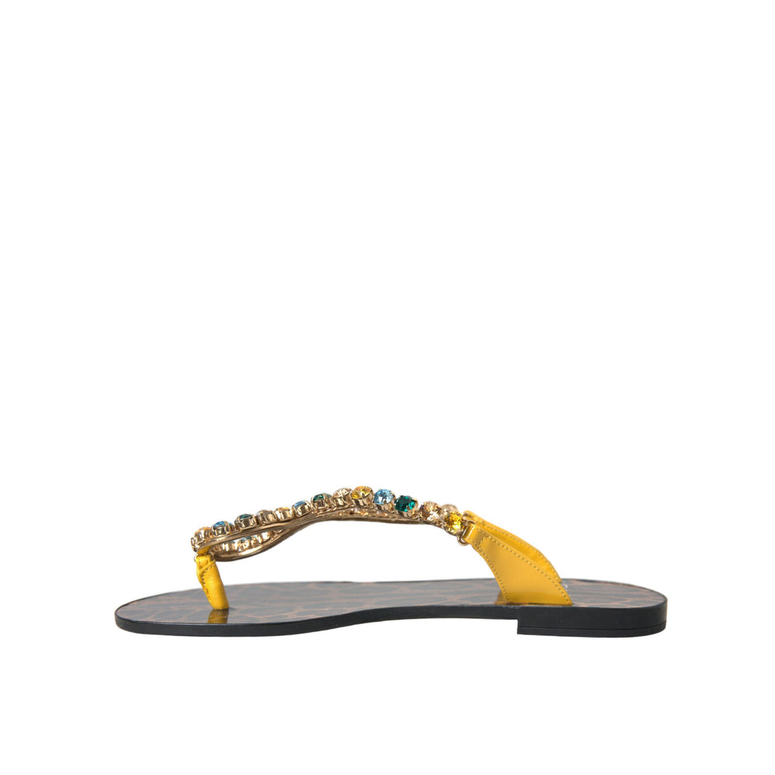 Dolce & Gabbana Mustard Crystal Calf Leather Beachwear Shoes