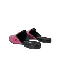 Dolce & Gabbana Fuchsia Python Logo Mule Flat Sandals Shoes