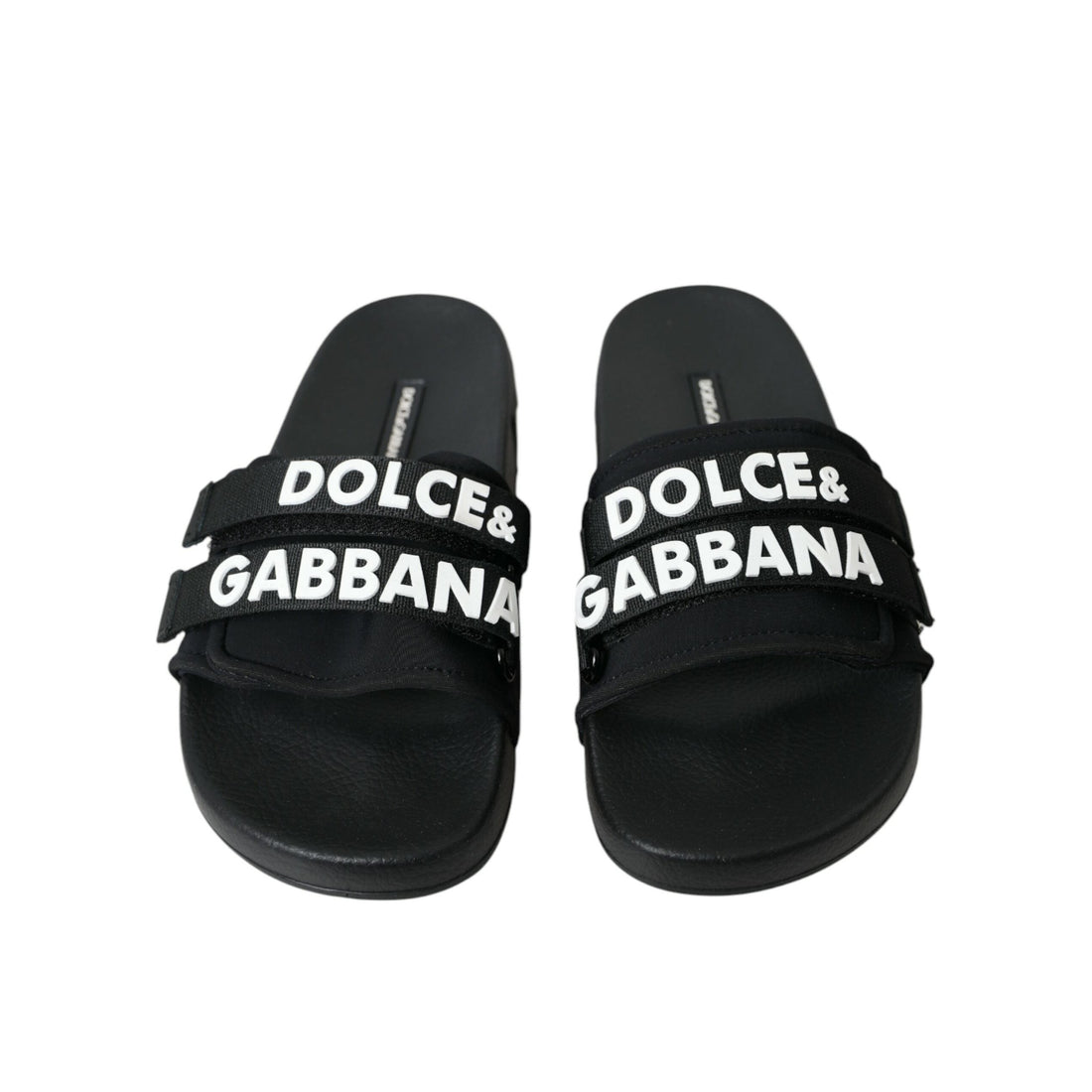 Dolce & Gabbana Black Neoprene Slides Flats Beachwear Shoes