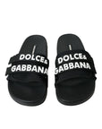 Dolce & Gabbana Black Neoprene Slides Flats Beachwear Shoes