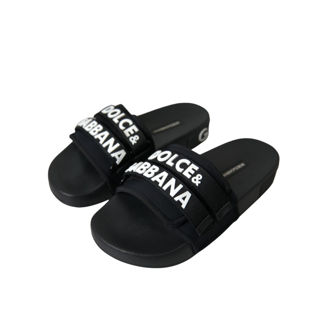 Dolce & Gabbana Black Neoprene Slides Flats Beachwear Shoes