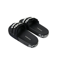 Dolce & Gabbana Black Neoprene Slides Flats Beachwear Shoes