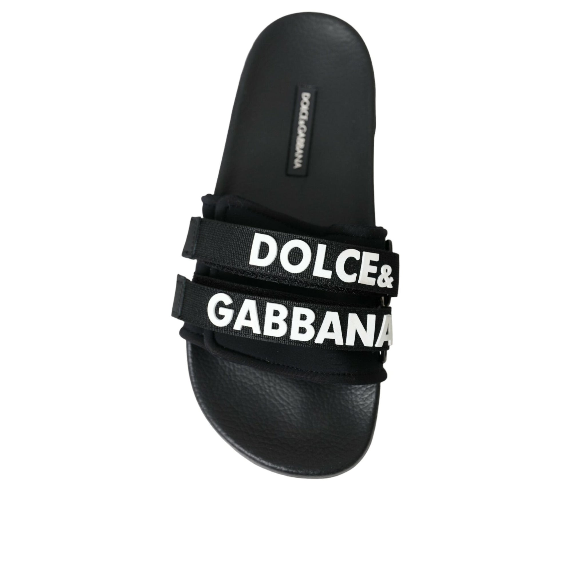 Dolce &amp; Gabbana Black Neoprene Slides Flats Beachwear Shoes