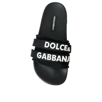 Dolce & Gabbana Black Neoprene Slides Flats Beachwear Shoes