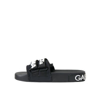 Dolce & Gabbana Black Neoprene Slides Flats Beachwear Shoes