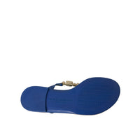 Dolce & Gabbana Blue Crystal Calf Leather Beachwear Shoes