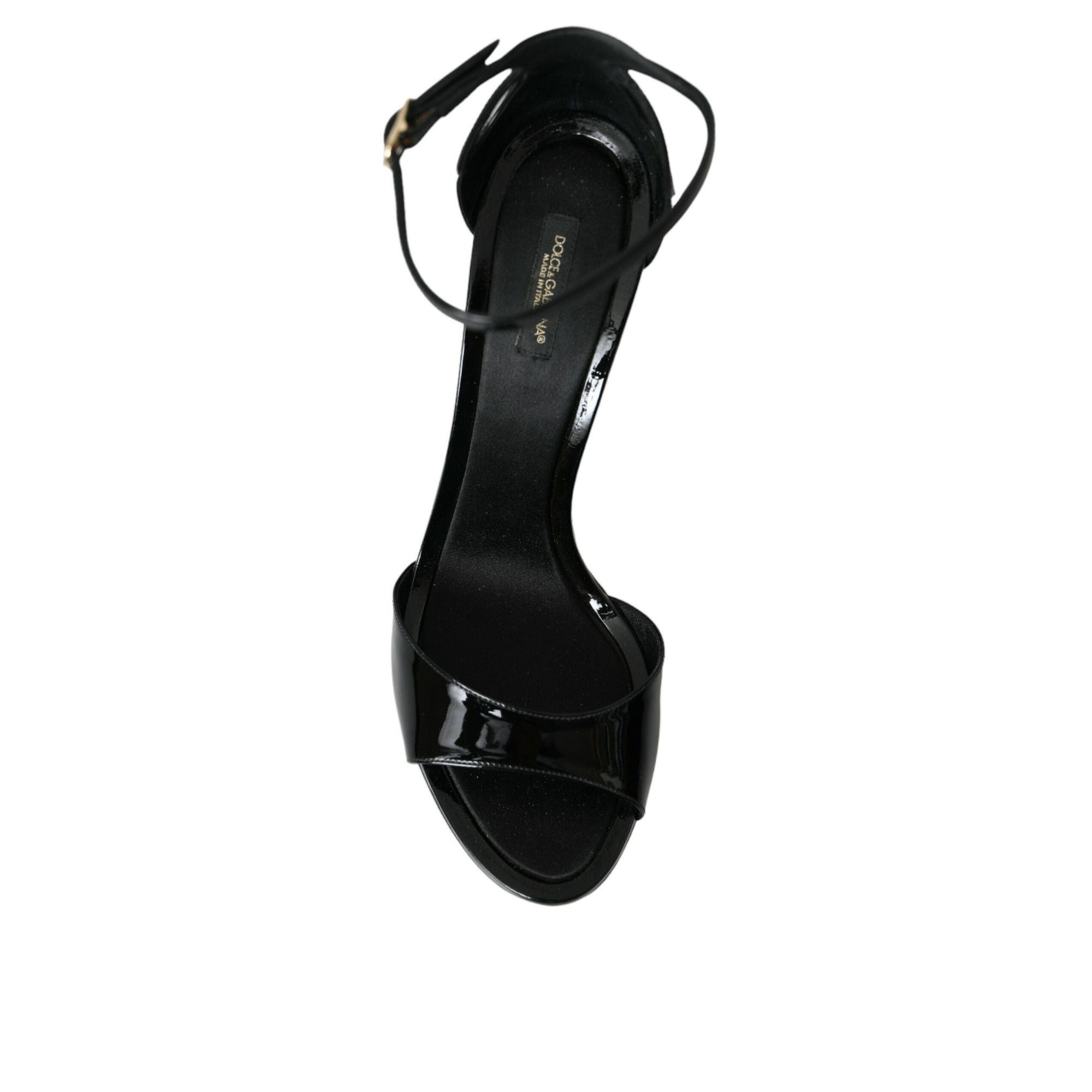 Dolce &amp; Gabbana Black KEIRA Leather Heels Sandals Shoes