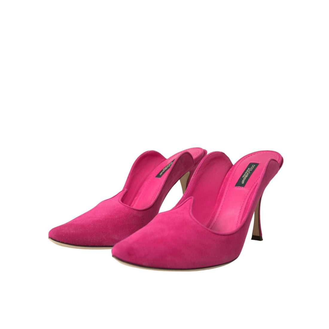 Dolce & Gabbana Fuchsia Suede Leather Mules Sandals Shoes