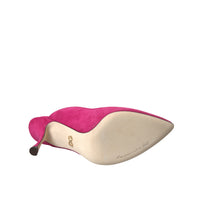 Dolce & Gabbana Fuchsia Suede Leather Mules Sandals Shoes