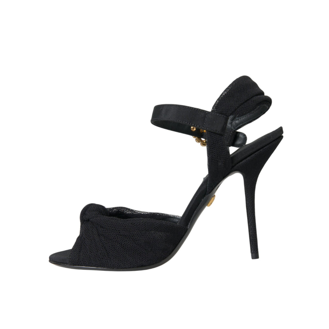 Dolce & Gabbana Black Suede Embellished Heels Sandals Shoes