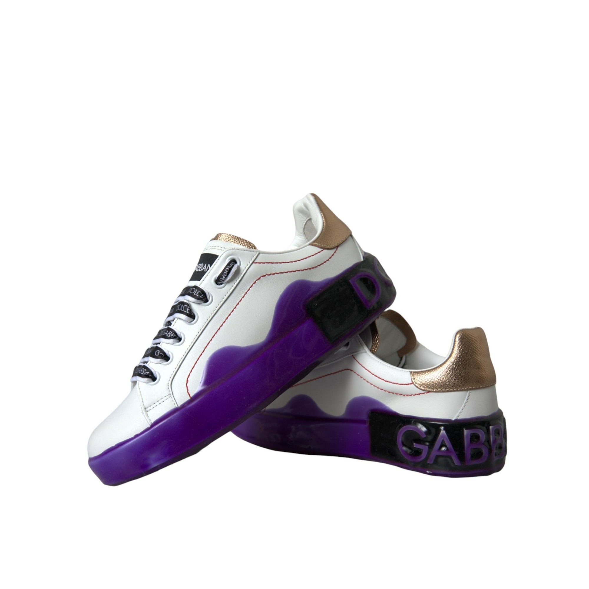 Dolce &amp; Gabbana White Leather Portofino Low Top Sneakers Shoes