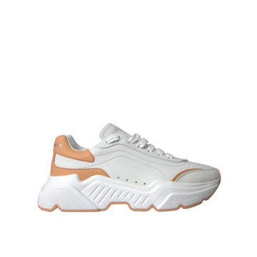 Dolce & Gabbana White Peach DAYMASTER Leather Sneakers Shoes