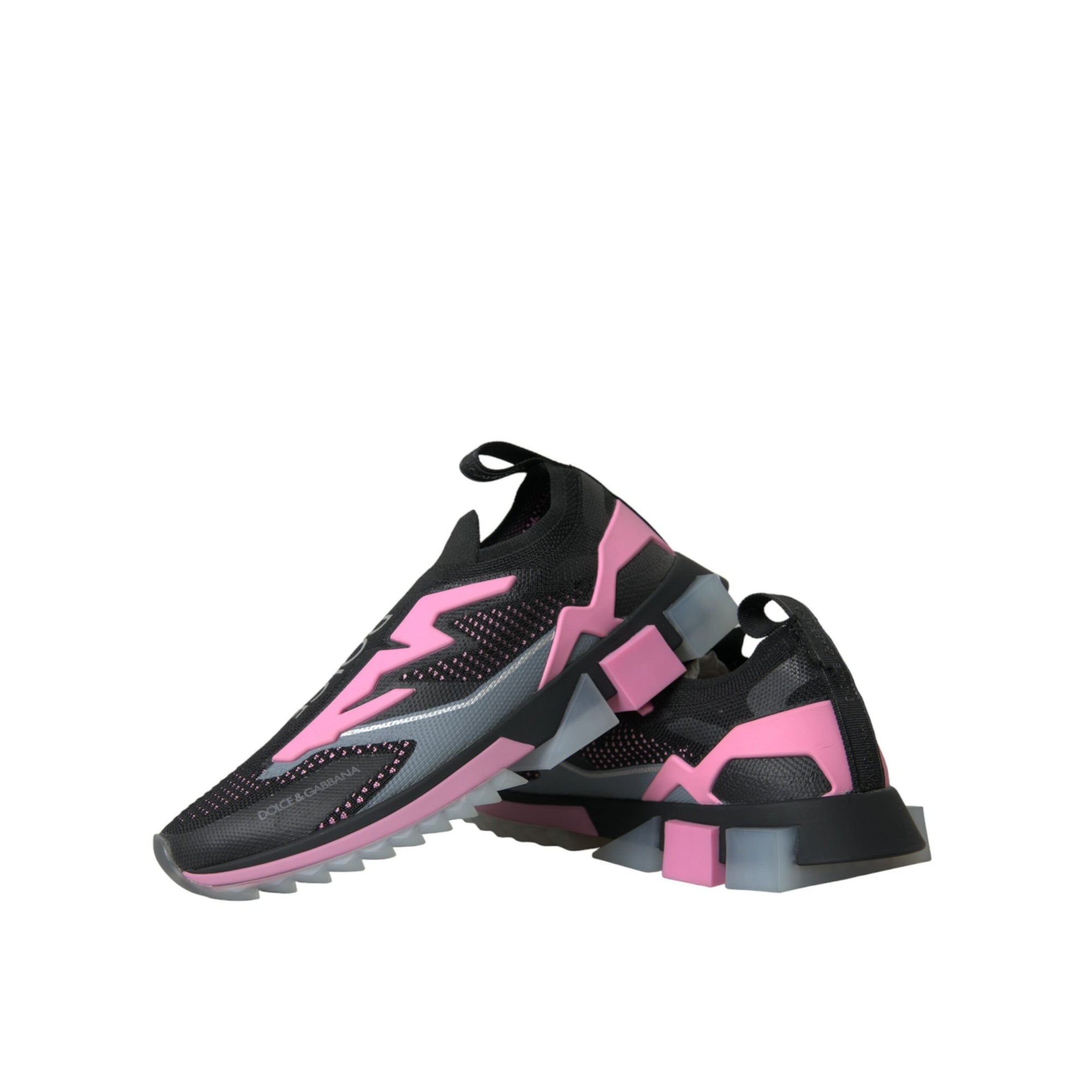 Dolce &amp; Gabbana Black Pink Slip On Sorrento Sneakers Shoes