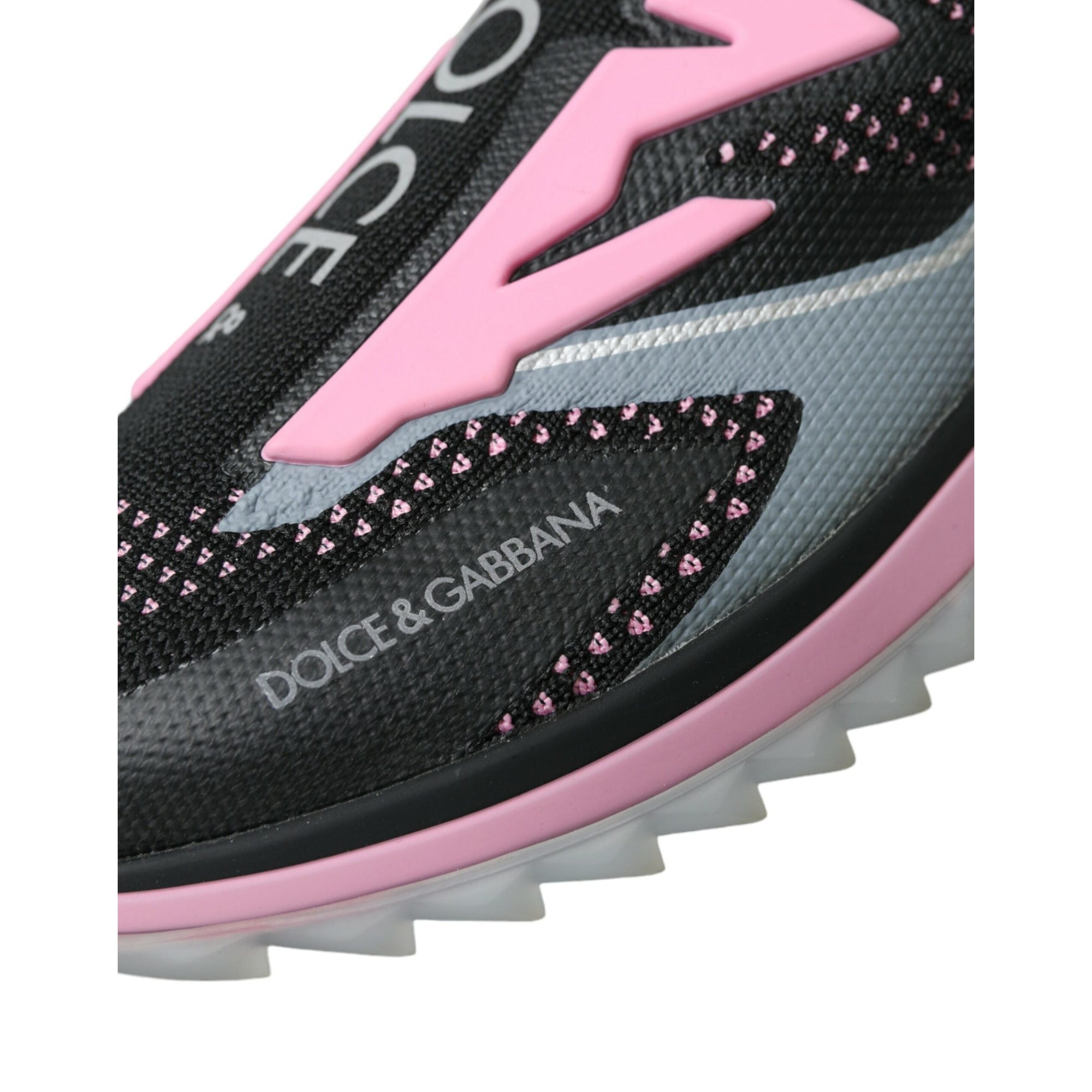 Dolce &amp; Gabbana Black Pink Slip On Sorrento Sneakers Shoes