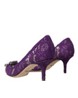 Dolce & Gabbana Purple Taormina Lace Crystal Heel Pumps Shoes