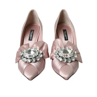 Dolce & Gabbana Pink Satin Crystal High Heels Pumps Shoes