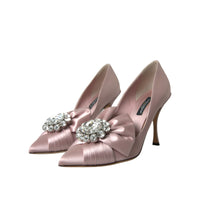 Dolce & Gabbana Pink Satin Crystal High Heels Pumps Shoes