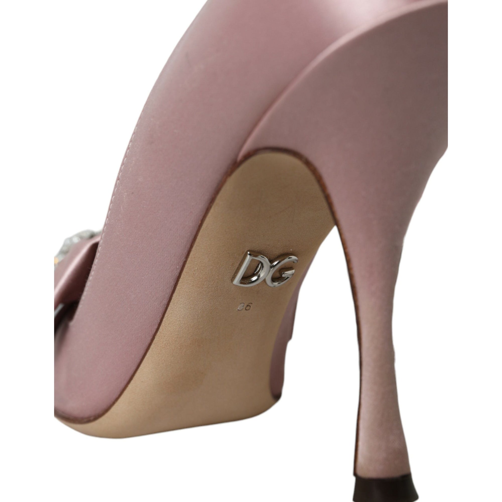 Dolce &amp; Gabbana Pink Satin Crystal High Heels Pumps Shoes