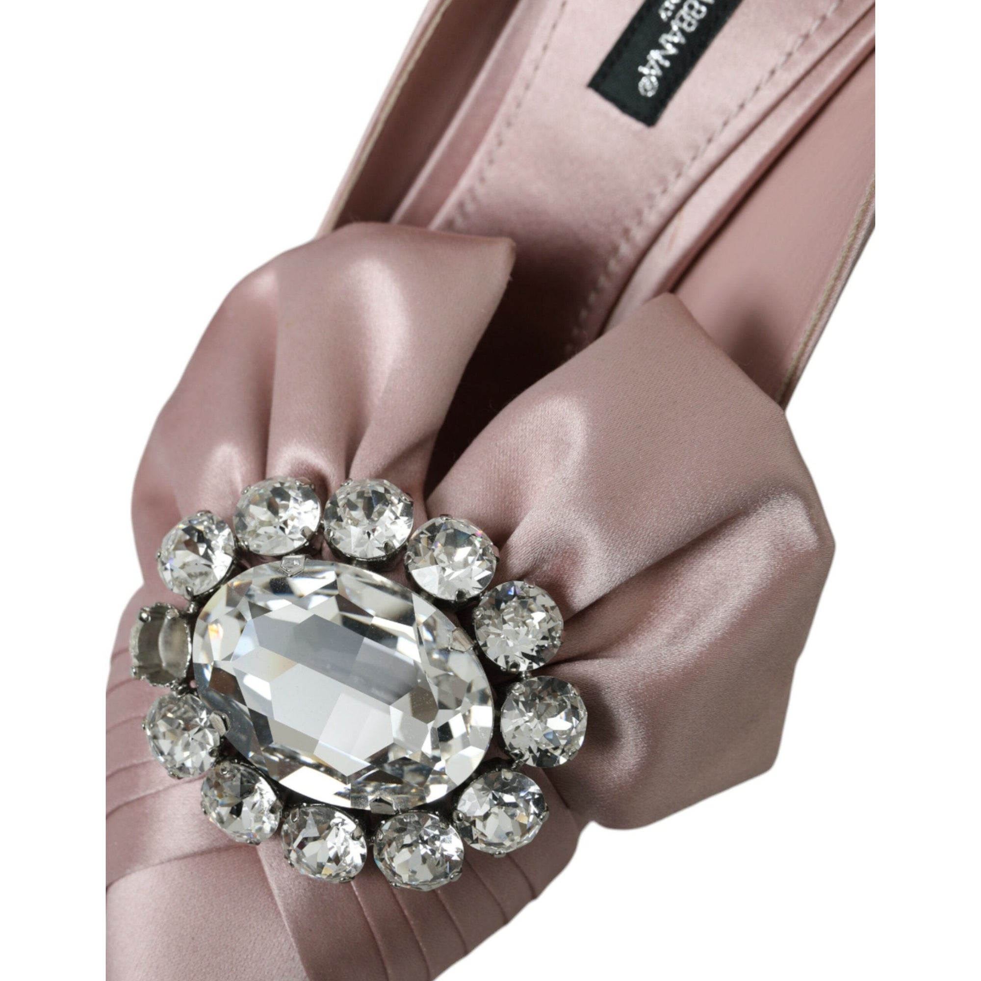 Dolce &amp; Gabbana Pink Satin Crystal High Heels Pumps Shoes