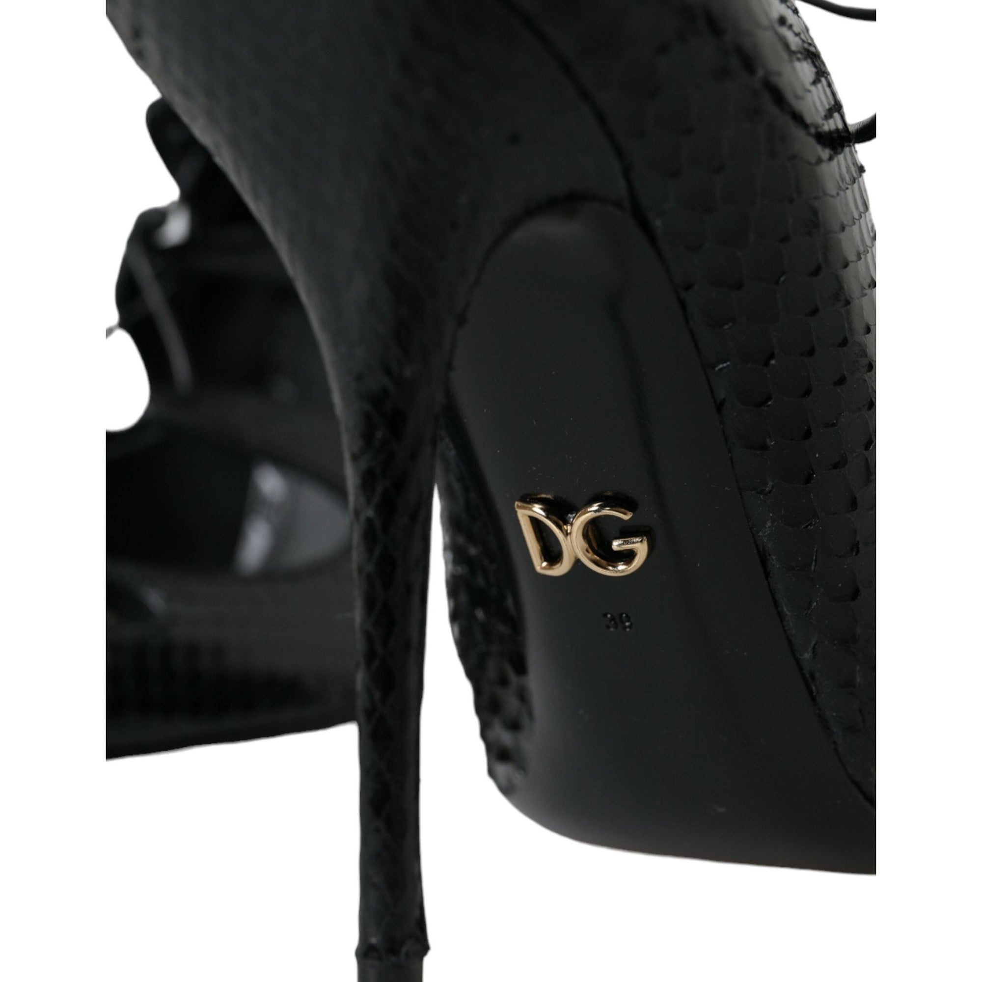 Dolce &amp; Gabbana Black Python Leather Mary Jane Pumps Shoes
