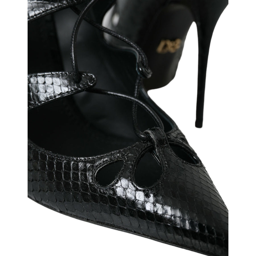 Dolce & Gabbana Black Python Leather Mary Jane Pumps Shoes