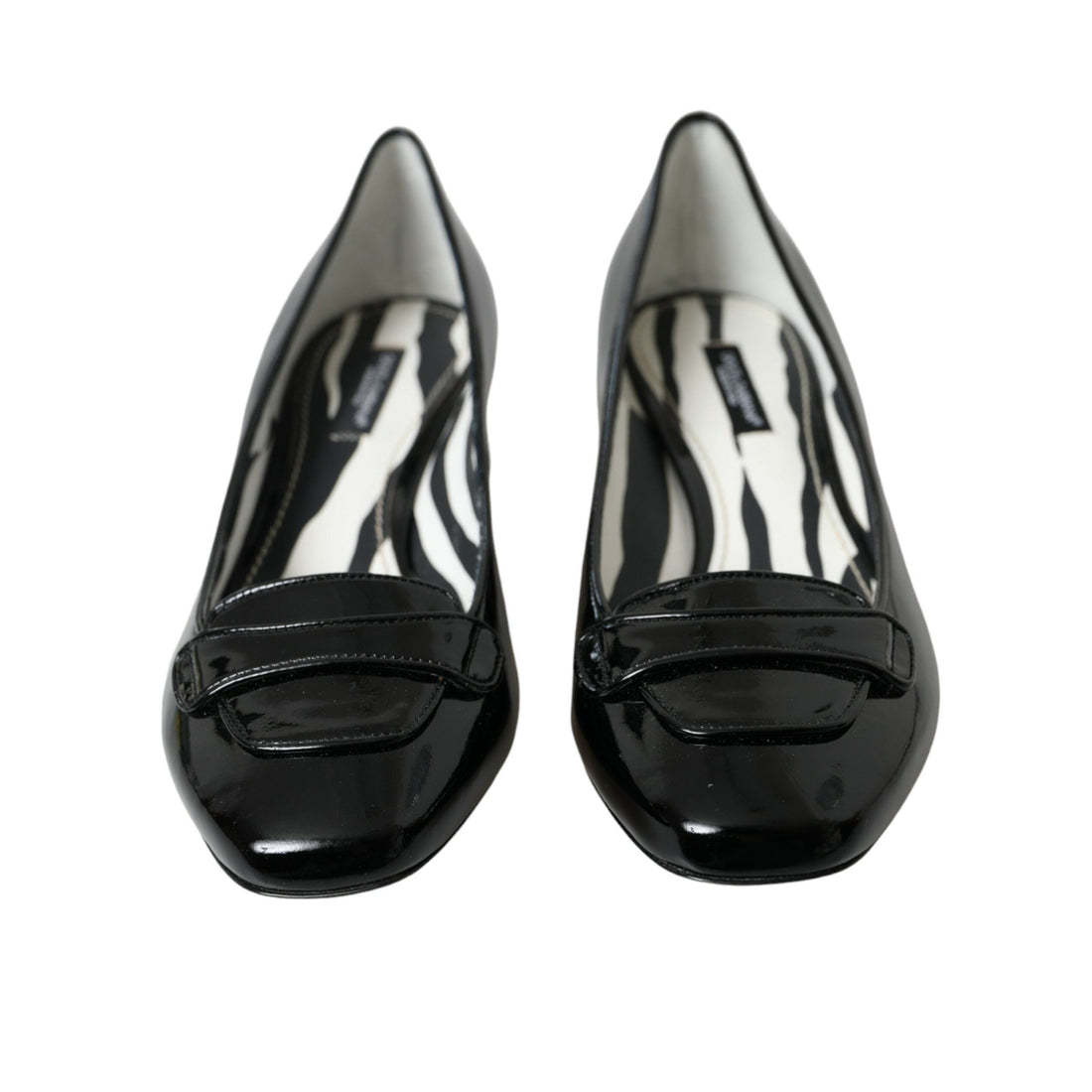 Dolce & Gabbana Black Patent Leather Block Heels Pumps Shoes