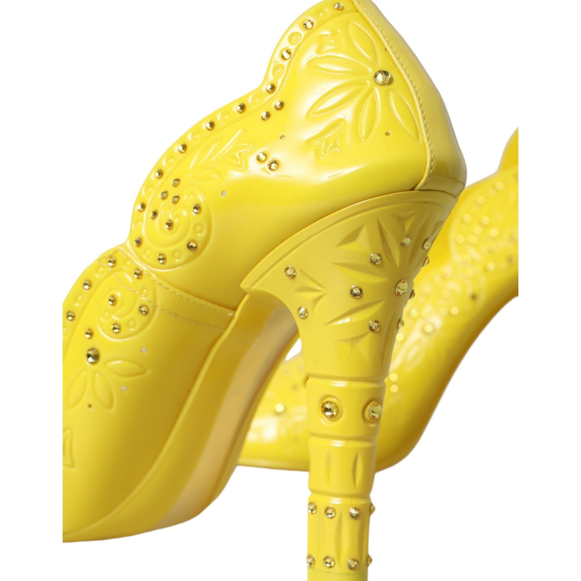 Dolce &amp; Gabbana Yellow Crystal CINDERELLA Heels Pumps Shoes