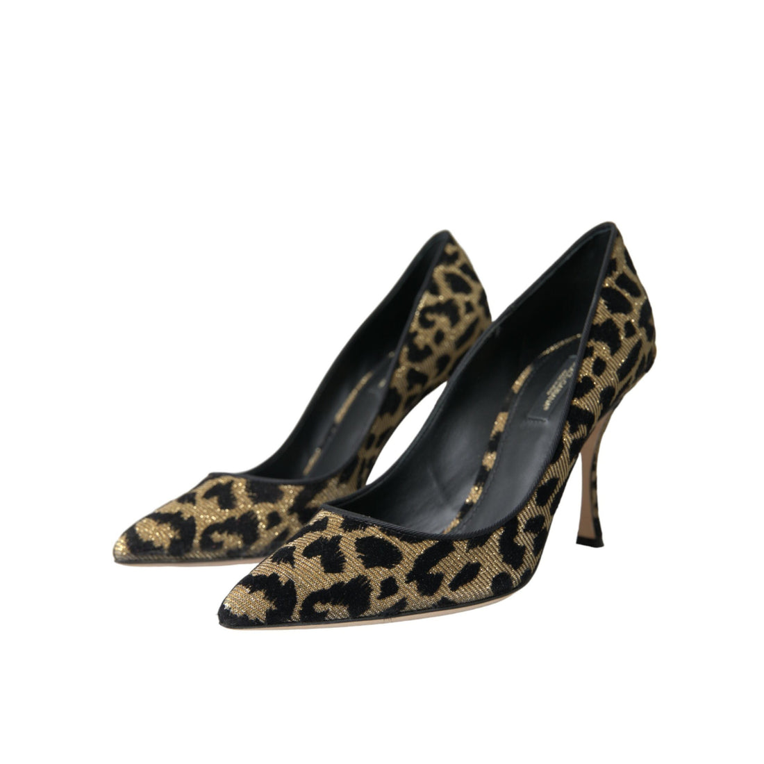 Dolce & Gabbana Black Gold Leopard Lurex Heels Pumps Shoes