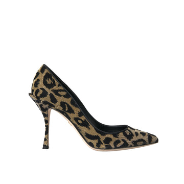 Dolce & Gabbana Black Gold Leopard Lurex Heels Pumps Shoes