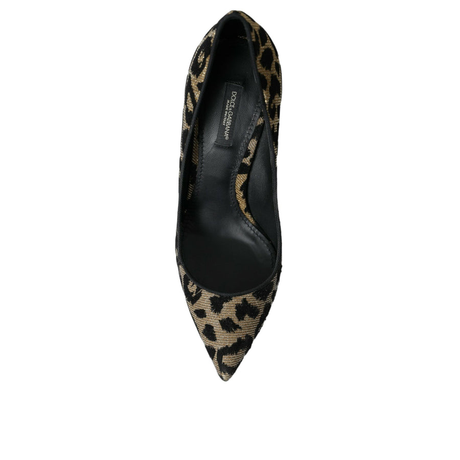 Dolce & Gabbana Black Gold Leopard Lurex Heels Pumps Shoes