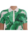 Dolce & Gabbana Green Banana Print Silk Polo T-shirt