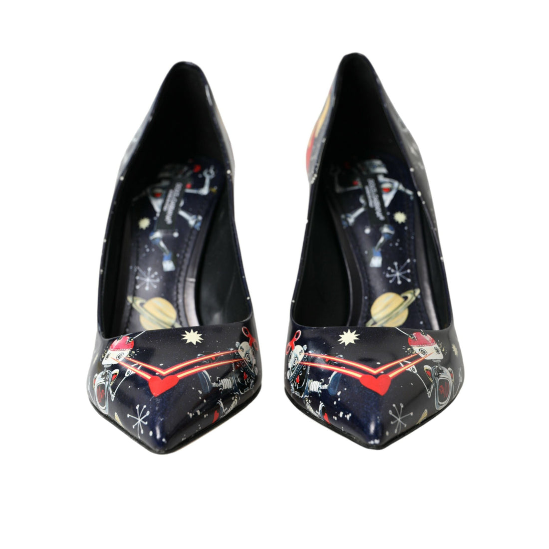 Dolce & Gabbana Blue Space Robot Leather Heels Pumps Shoes