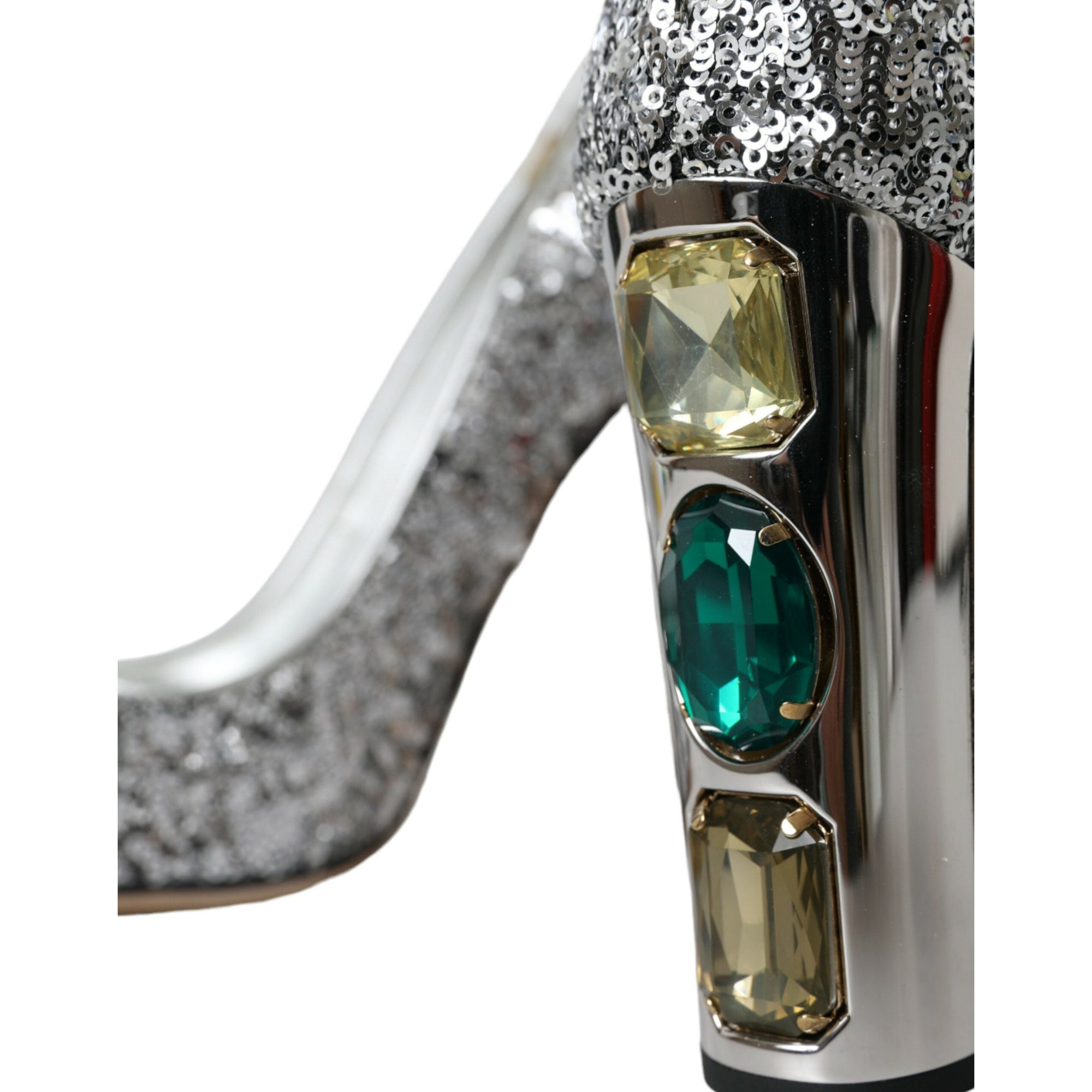 Dolce &amp; Gabbana Silver Sequin Embellished Heels Pumps Shoes