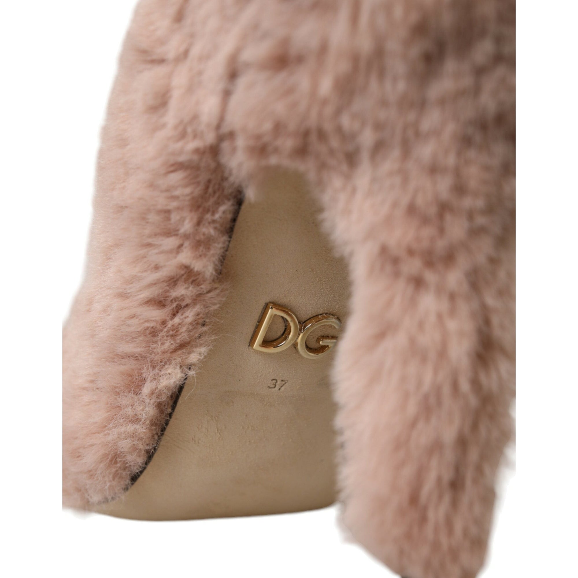 Dolce &amp; Gabbana Light Pink Faux Fur Heels Pumps Shoes