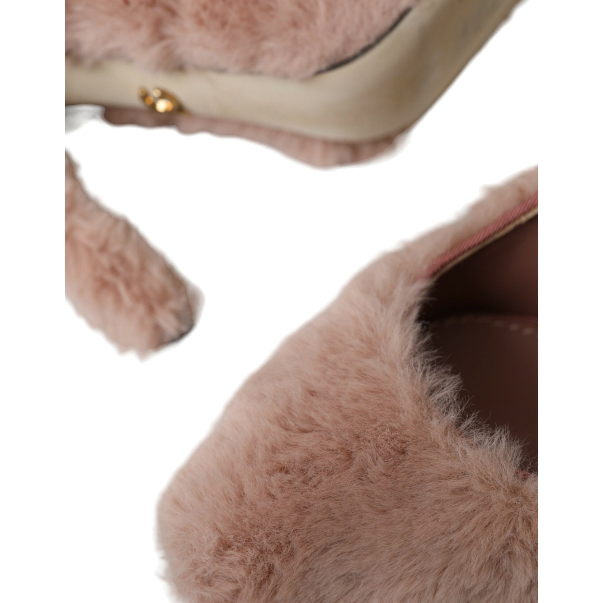 Dolce &amp; Gabbana Light Pink Faux Fur Heels Pumps Shoes