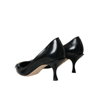 Dolce & Gabbana Black Leather BOOM Patch Heels Pumps Shoes