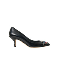 Dolce & Gabbana Black Leather BOOM Patch Heels Pumps Shoes