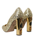 Dolce & Gabbana Gold Sequin Crystal Heels Pumps Shoes
