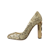 Dolce & Gabbana Gold Sequin Crystal Heels Pumps Shoes