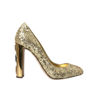 Dolce & Gabbana Gold Sequin Crystal Heels Pumps Shoes