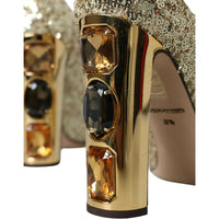 Dolce & Gabbana Gold Sequin Crystal Heels Pumps Shoes