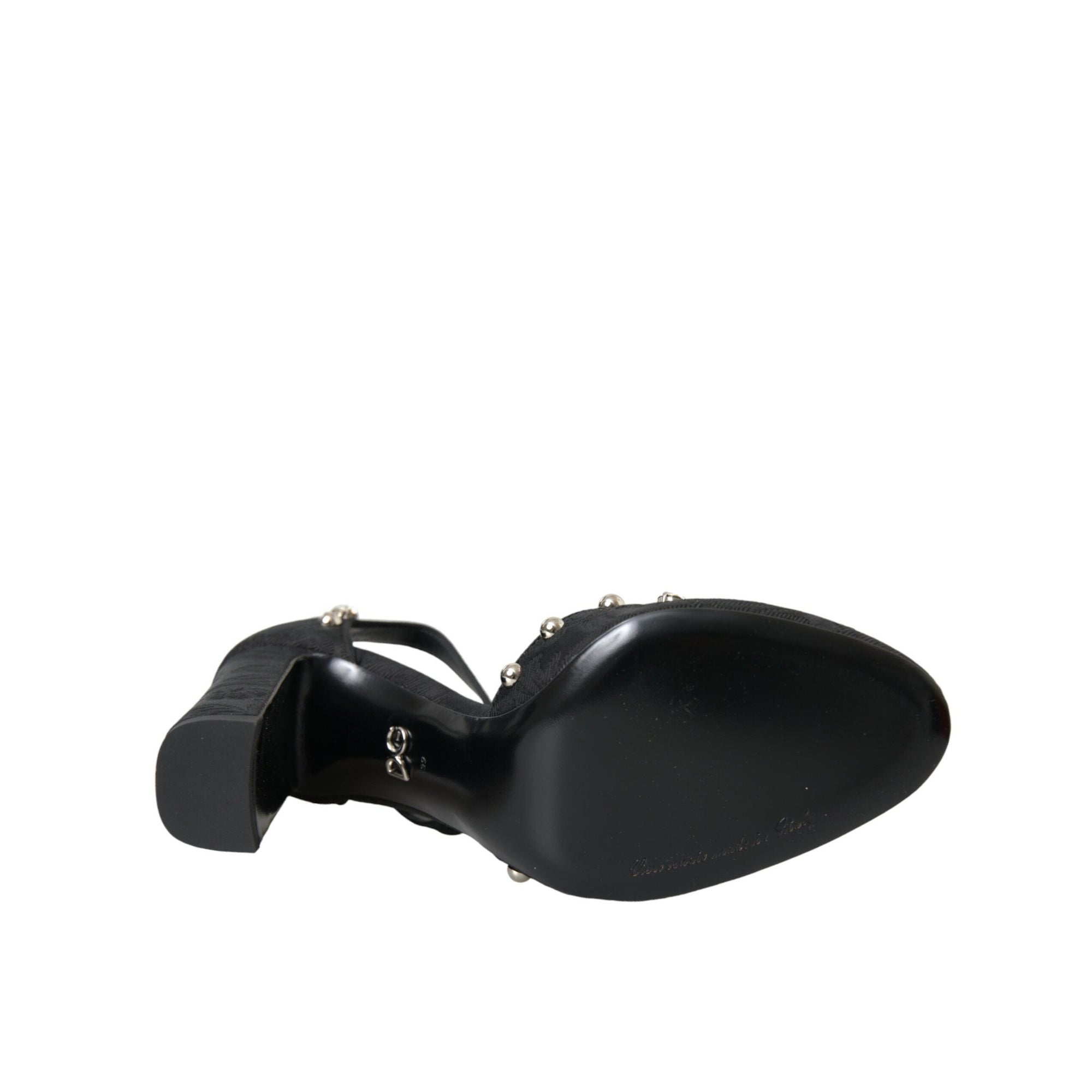 Dolce &amp; Gabbana Black Lilies Crystal Heels Pumps Shoes